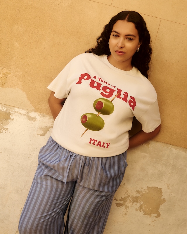 Simply Be Ecru Olive Graphic T-Shirt