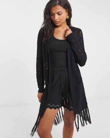 Simply Be Black Fringe Cardigan