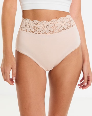 Pretty Secrets (5 Pack) Lace Top Full Brief Knickers Black/White/Blush