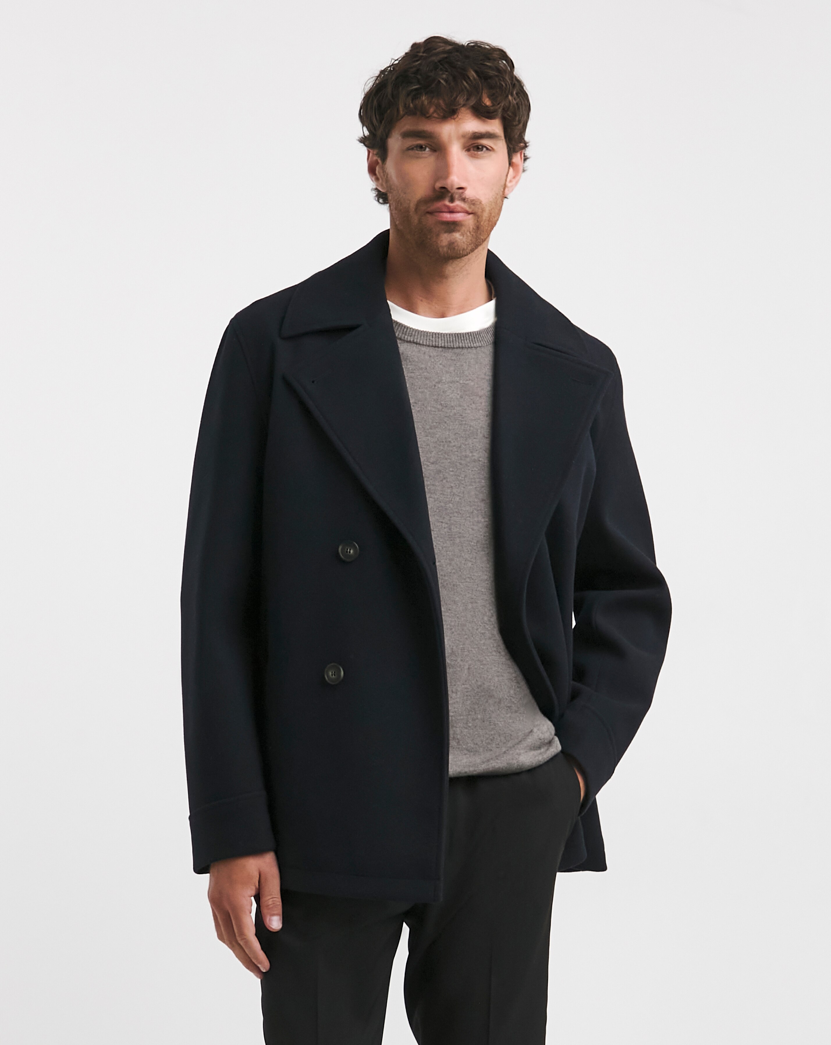 【24AW】DOUBLE FACE PEA COAT(BLACK) DOUBLE-FACED WOOL PEA COAT - BLACK | COS