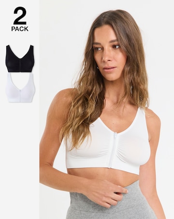 Naturally Close (2 Pack) Zip Front Fastening Comfort Tops (Fits Up To D)