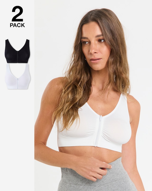 Pretty Secrets (2 Pack)  Zip Front Fastening Comfort Tops (Fits Up To D)
