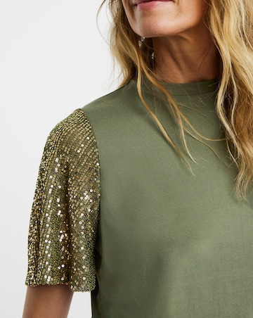 Sequin Sleeve T-Shirt