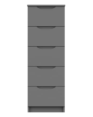 Sorrento High Gloss Assembled 5 Drawer Tallboy Chest