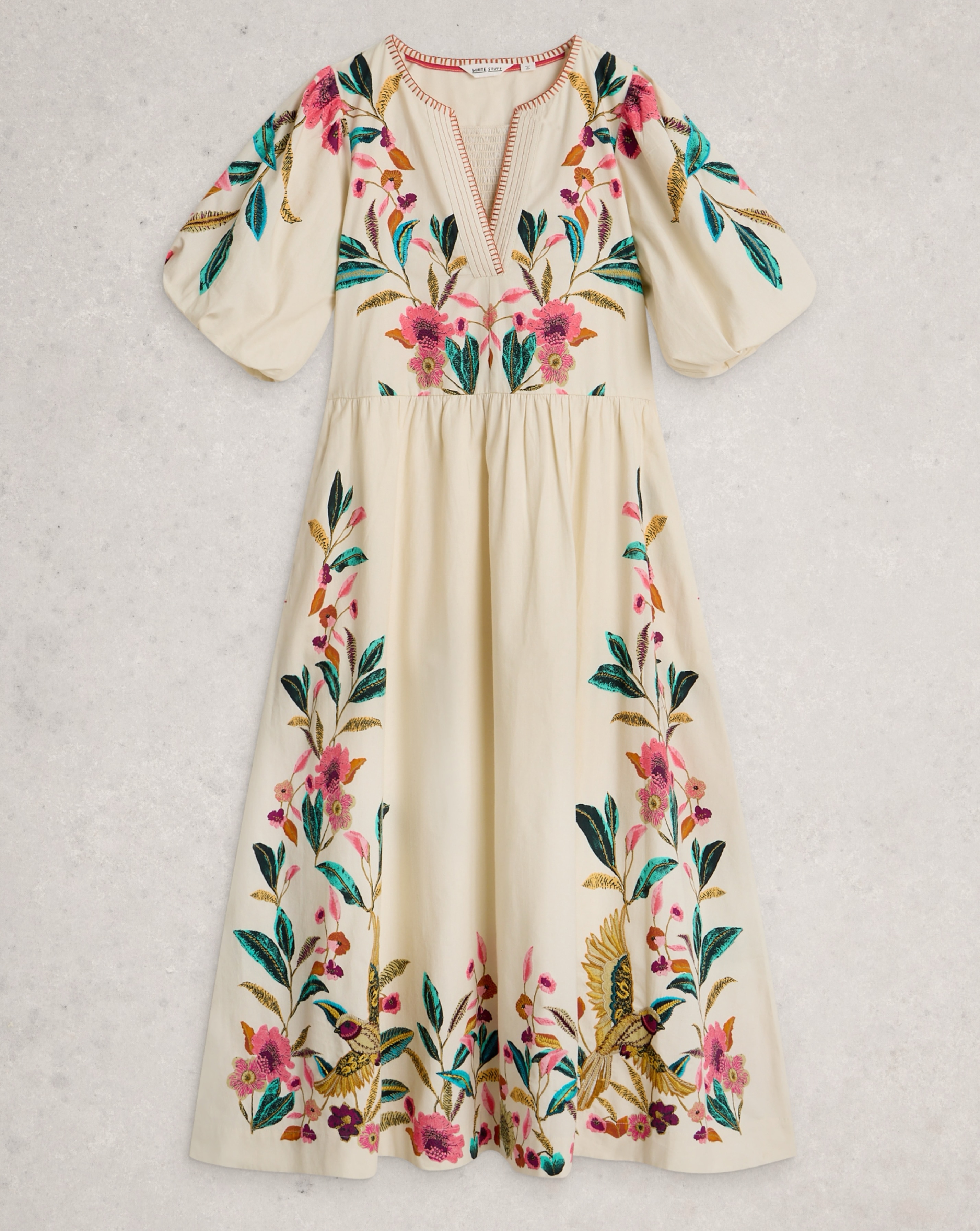 white stuff embroidered dress Lavender Embroidered Dress in NATURAL MULTI