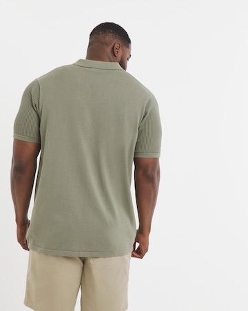 Green Knitted Revere Collar Shirt