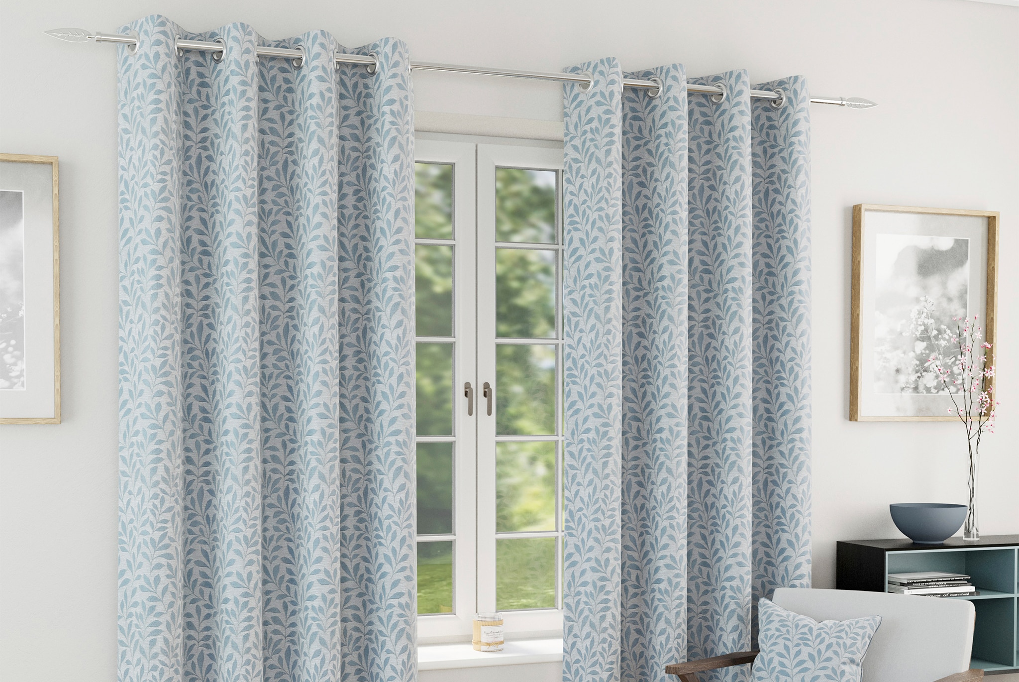 Sherwood Lined Curtains in ice blue colour