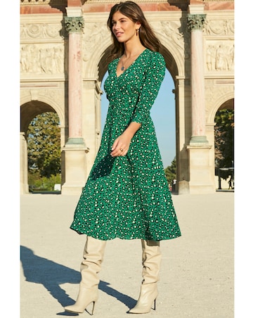 Sosandar Animal Ruched Front Midi Dress