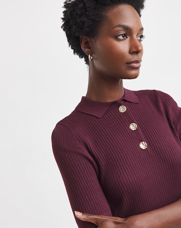 Ribbed Henley Collared Jumper