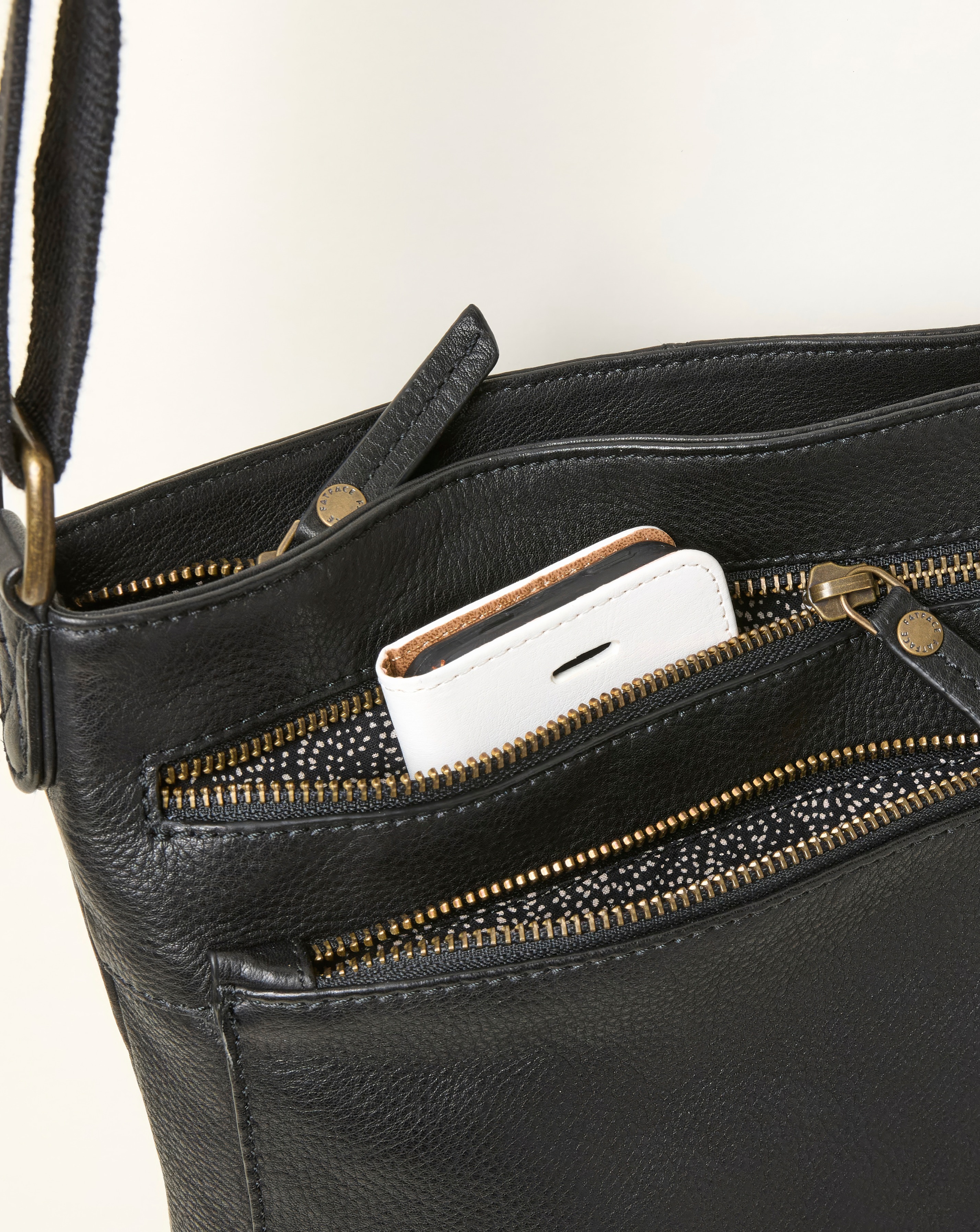 Fatface Allie Leather Messenger Crossbody Bag | JD Williams