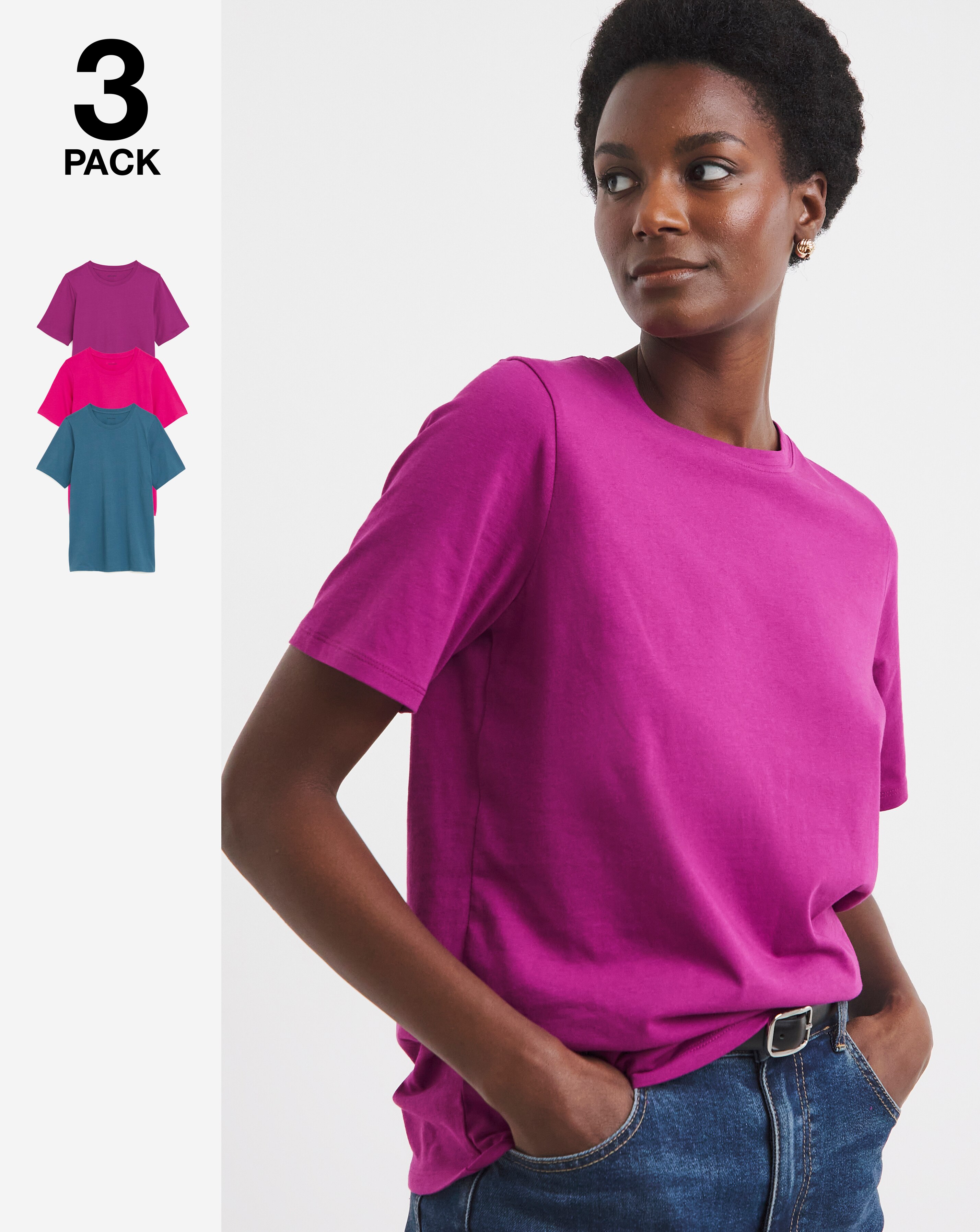 Pure Cotton 3 Pack Crew Neck T-Shirts