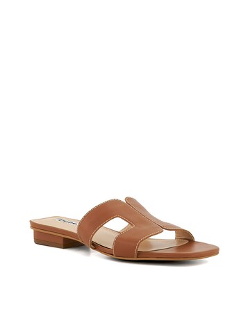 Dune Loupe Leather Slider Sandal Wide Fit