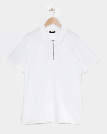 Supima Zip Neck Polo- White