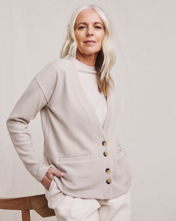 Julipa Brushed Pure Cotton Jersey Rib Cardigan