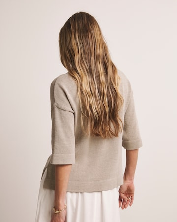 Anthology Stone Linen Mix Short Sleeve Jumper