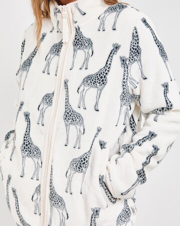 Chelsea Peers Giraffe Print Fleece Quarter Zip Pyjama Set