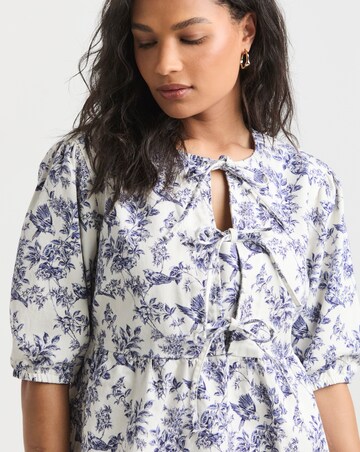 Simply Be Blue Mix Floral Tie Front Denim Dress
