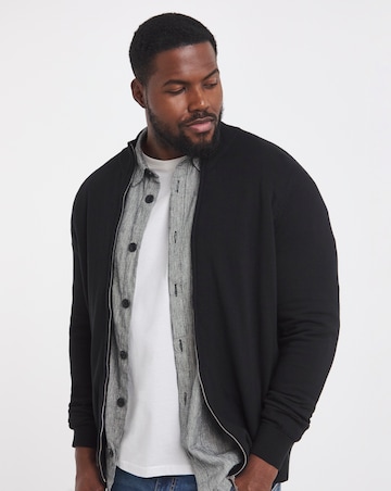 Black Zip Through Funnel Neck Knit Cardigan
