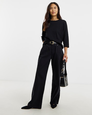 Longline Curved Hem 3/4 Sleeve Top