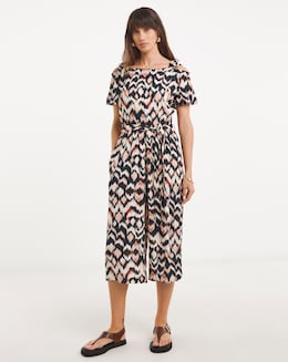 Textured Crinkle Tie Strap Jumpsuit