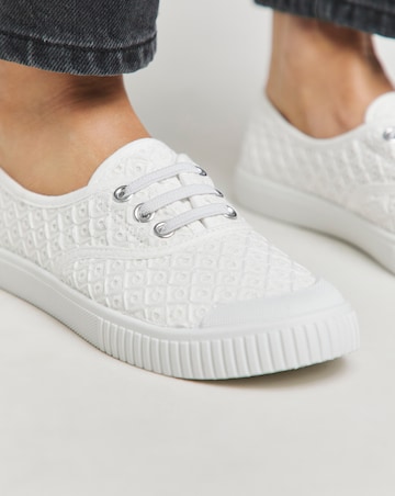 Birney Lace Up Plimsole Trainers - Wide Fit (E)