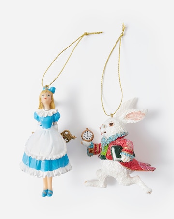 Gisela Graham Alice and White Rabbit Hanging Decorations