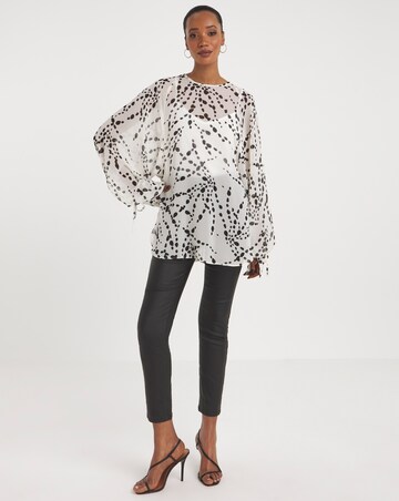 Joanna Hope Print Tie Sleeve Blouse