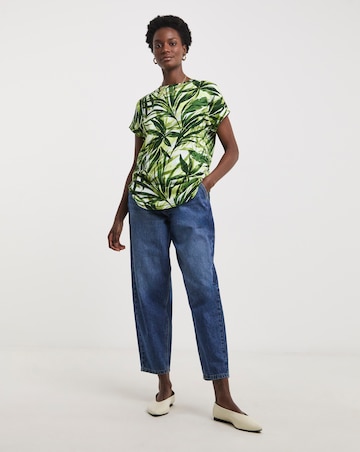 Pure Cotton Longline Short Sleeve Curved Hem Top