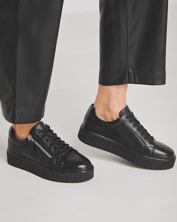 Quincy Side Zip Leather Trainer - Extra Wide Fit (EEE)