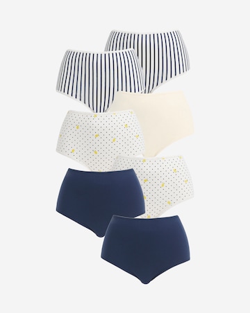 Pretty Secrets (7 Pack) Cotton Full Fit Brief Knickers Lemon Stripe