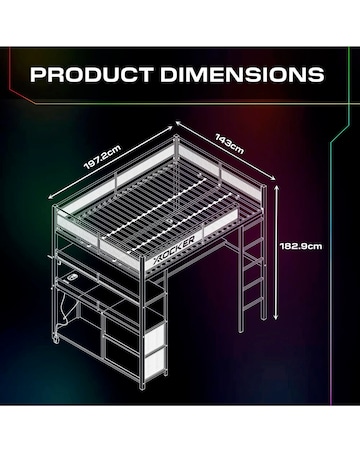 X Rocker Battlebunk XL RGB Double High Sleeper Bed