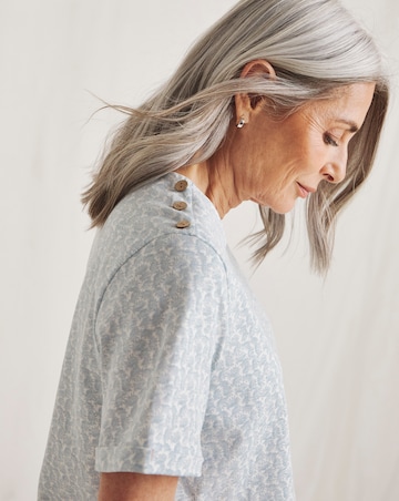 Julipa Pure Cotton Button Shoulder T-Shirt