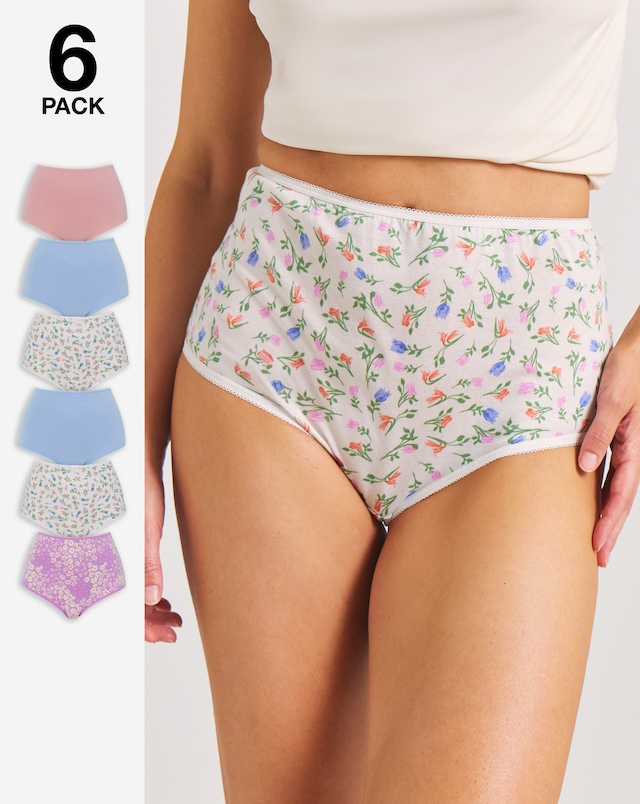 Pretty Secrets (6 Pack) Cotton Full Fit Brief Knickers