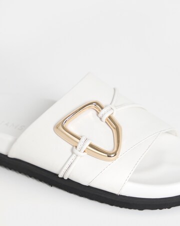 Utica Oversized Trim Leather Mule Sandals - Extra Wide Fit (EEE)