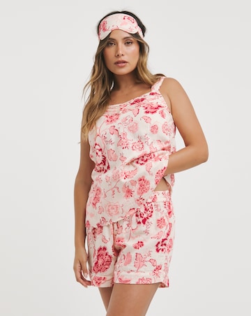 Cotton Floral Shortie Set With Eye Mask