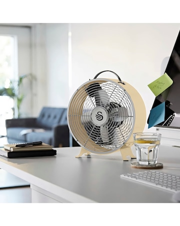 Swan 8'' Retro Clock Fan - Cream