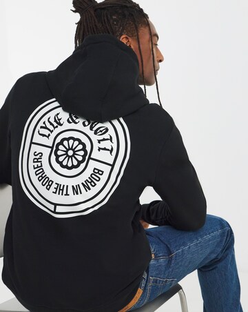 Lyle & Scott Borders Label Graphic Hoodie - Jet Black