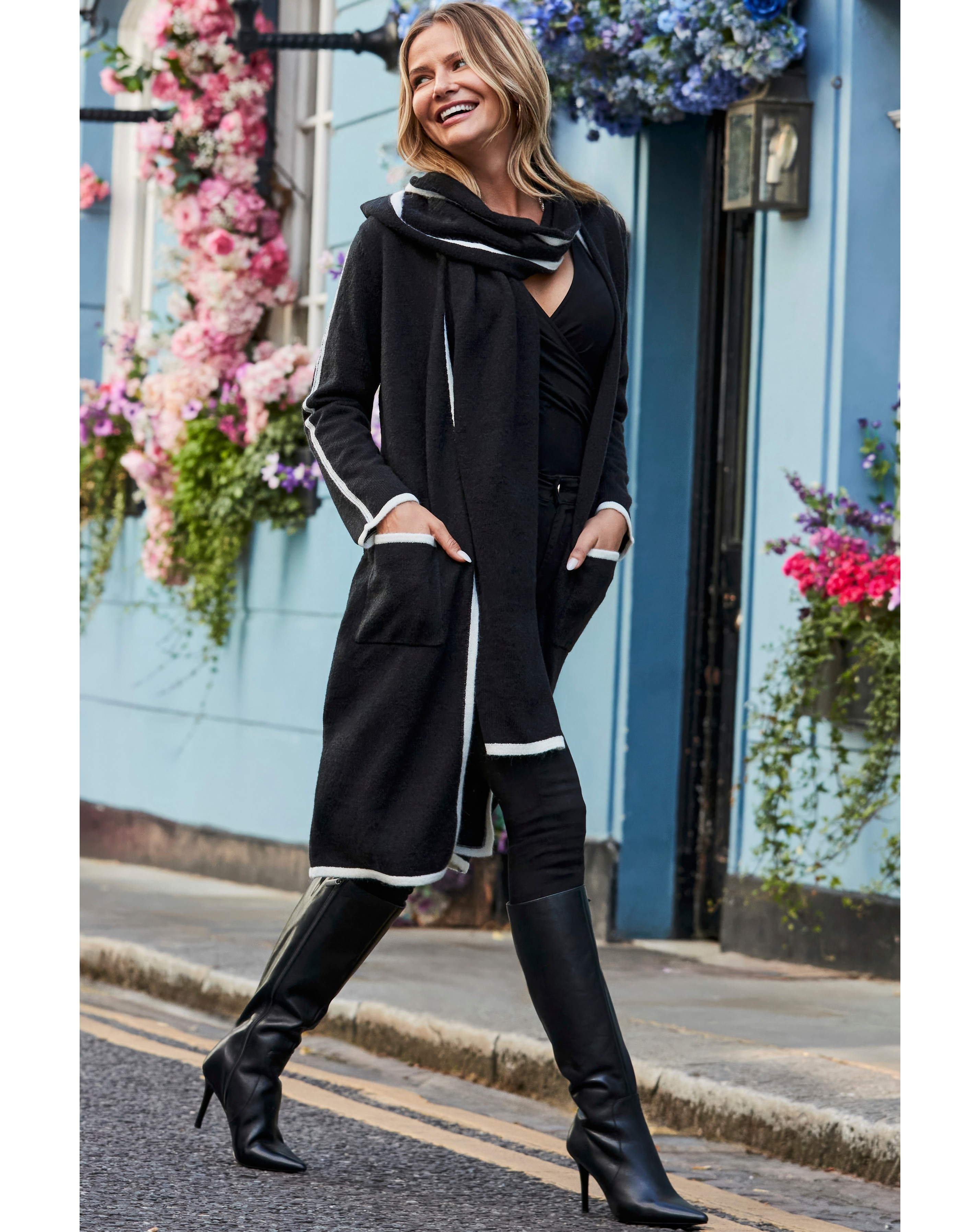 Sosandar Scarf Tipped Midi Cardigan | JD Williams