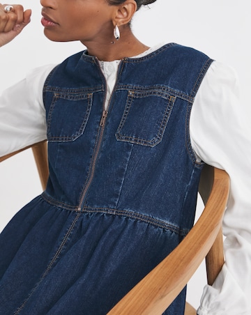 Indigo 1/2 Zip Collar Denim Dress