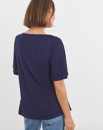 Navy Twist Detail Angel Sleeve Top