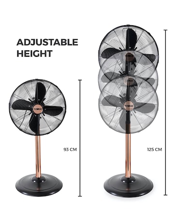 Tower 16 Inch Cavaletto Metal Black and Rose Gold Stand Fan