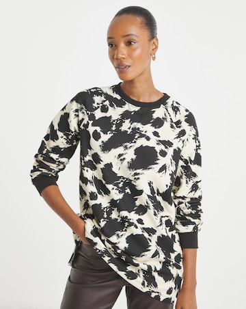 Cow Print Longline Sweatshirt