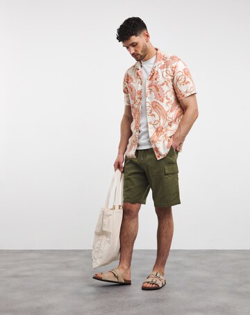 Linen Blend Elasticated Cargo Short