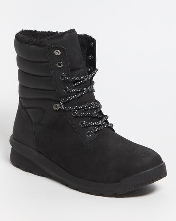 Black Walking Leather Boot Wide Fit