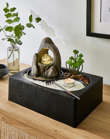 Zen Garden Water Fountain with LED Spinning Ball