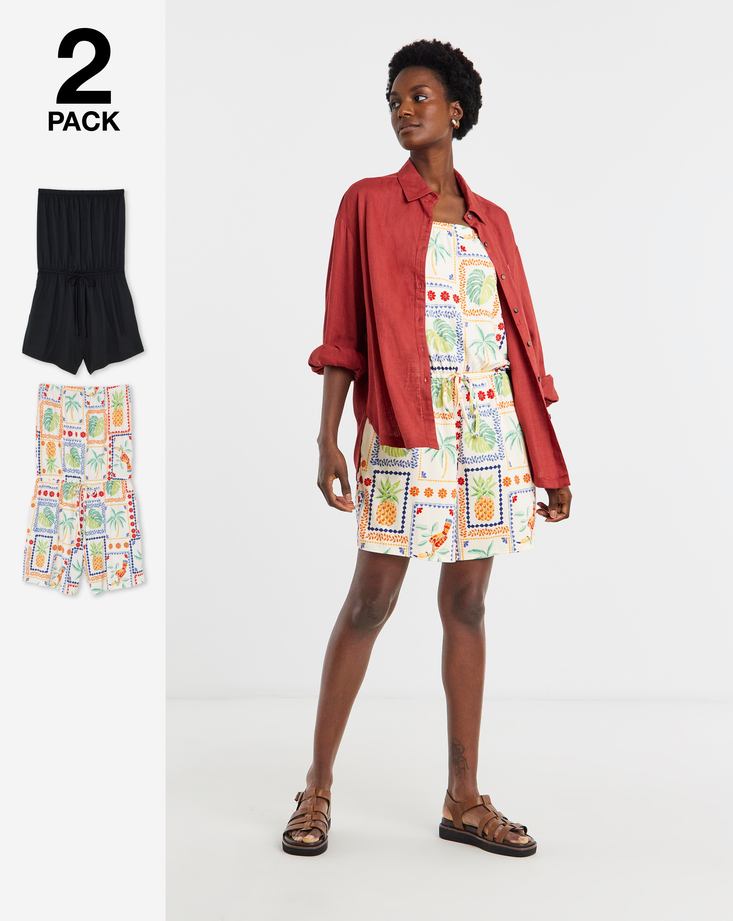 2 Pack Bandeau Playsuits | JD Williams