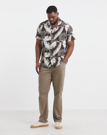 Leaf Print Revere Collar Shirt