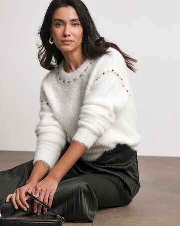 Joanna Hope Ivory Pearl Knit Trim Jumper