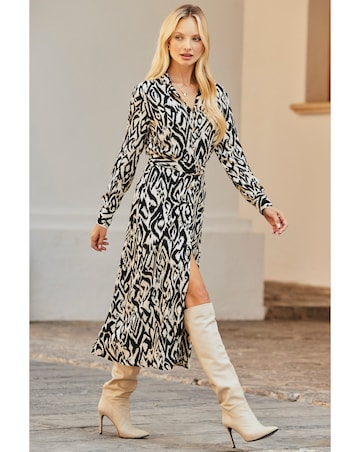 Sosandar Ikat Belted Midi Shirt Dress