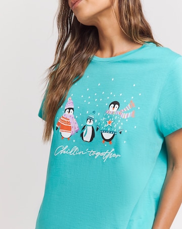 Christmas Penguins Flannel Pant Pyjama Set